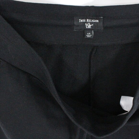 TRUE RELIGION Cotton Blend Elastic Waist Cuffed Hem Pockets Black Jogger - Large - Picture 3 of 3